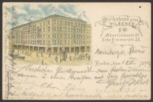 Ansichtskarte "Wirtshaus zum Pilsener", Charlottenstraße 81