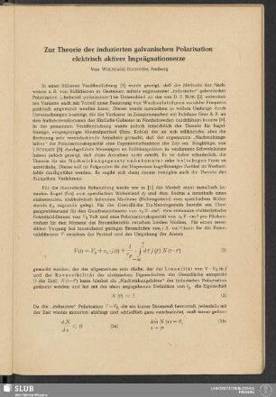 Zur Theorie der induzierten galvanischen Polarisation elektrisch aktiver Imprägnationserze