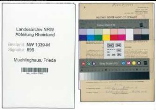 Entnazifizierung Frieda Muehlinghaus , geb. 22.07.1903 (Haendlerin)