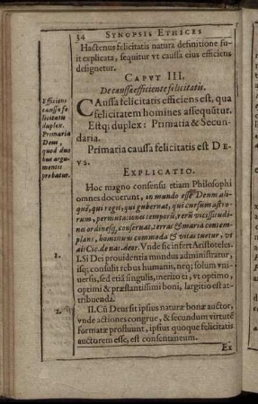 Caput III. De caussa efficiente felicitatis.