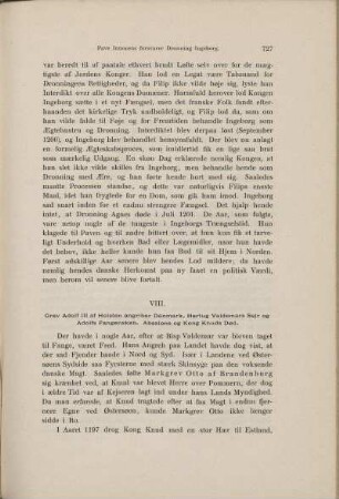 VIII. Grev Adolf III af Holsten angriber Danmark, Hertug Valdemars Sejr og Adolfs Fangenskab. Absalons og Kong Knuds Død.