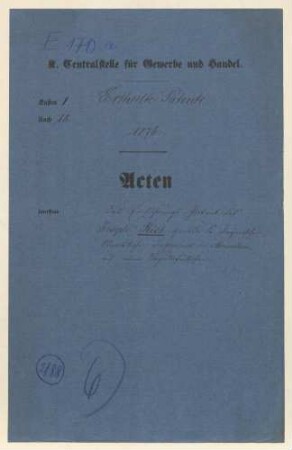Einführungspatent des Joseph Rist, quiesz. K. bayerischer Staatsbahn-Ingenieur in München, auf einen Regulierfüllofen