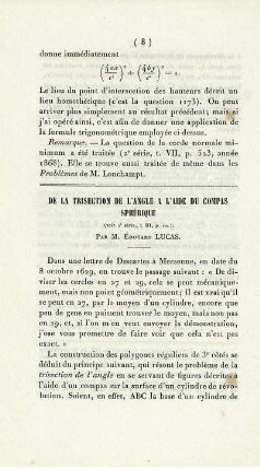 De la trisection de l'angle a l'aide du compas sphérique.