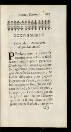 XXXVIII Soirée. Suite des Avantures d'Ab-dal-Moal.