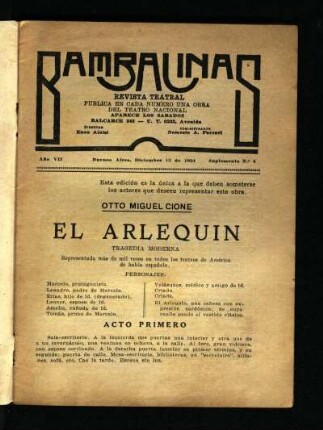 El arlequín : tragedia moderna en tres actos