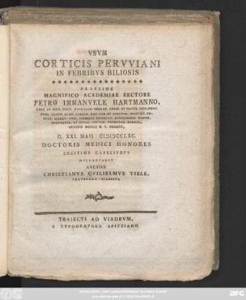 Vsvm Coricis Pervviani In Febribvs Biliosis