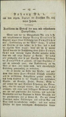 No. 1. aus dem allgem. Anzeiger der Deutschen No. 225 dieses Jahres