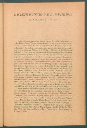 Las letras mexicanas durante 1946