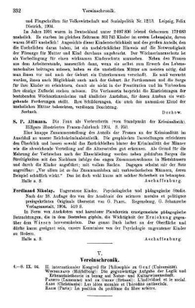 332, S. P. Altmann, Die Frau als Verbrecherin (vom Standpunkt der Kriminalistik), 1904