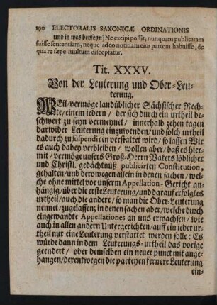Tit. XXXV. Von der Leuterung und Ober-Leuterung.