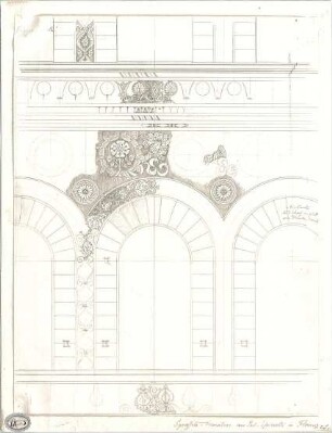 Lange, Ludwig; Lange - Archiv: XII.5 Buchschmuck, Deckengemälde - Sgrafitto - Dekoration am Palazzo Spinelli in Florenz (Teilansicht)