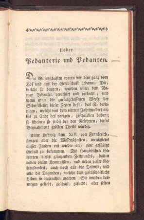 Ueber Pedanterie und Pedanten