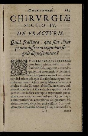 Chirurgiae Sectio IV. De Fracturis