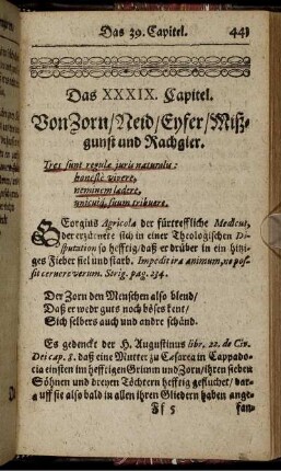 Das XXXIX. Capitel. Von Zorn/ Neid/ Eyfer/ Mißgunst und Rachgier