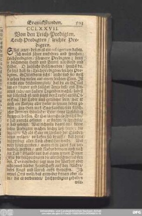 CCLXXVII. Von den Leich-Predigten. Leich-Predigten, leichte Predigten.