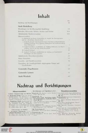 Nachtrag und Berichtigungen