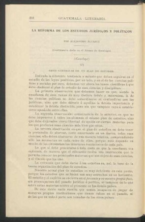 VI - Bases generales de un plan de estudios