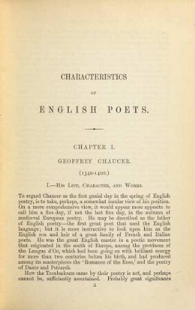 Characteristics of English poets : from Chaucer to Shirley