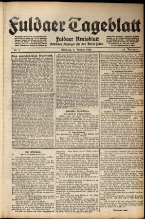 Ausgabe vom Dienstag, den 03. Januar 1922.