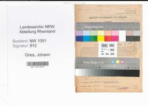 Entnazifizierung Johann Gries , geb. 24.12.1900 (Modellbauer)