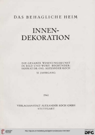 52: Innendekoration: mein Heim, mein Stolz ; die gesamte Wohnungskunst in Bild und Wort