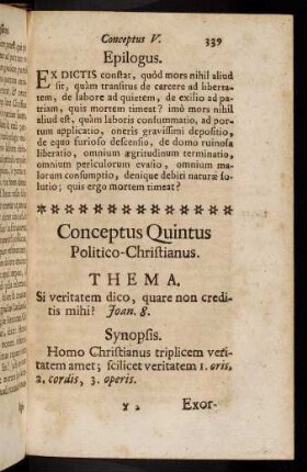 339-347, Conceptus Quintus. Politico-Christianus.