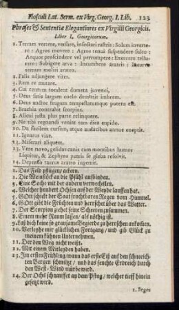 Phrases & Sententiae Elegantiores ex Virgilii Georgicis. Liber I. Georgicorum.
