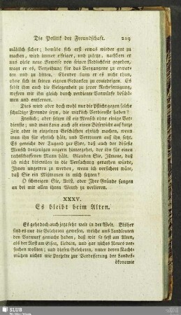 XXXV. Es bleibt beim Alten