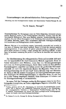 Untersuchungen zur photoelektrischen Schwingzeitmessung