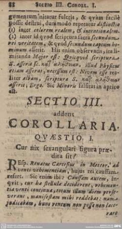QUAESTIO I. Cur nix sexangulari figura praedita fit?