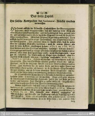 Das dritte Capitel. Die falschen Kennzeichen der Fundamentalartickel werden verworffen