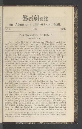 Beiblatt N° 4. Juli. 1881