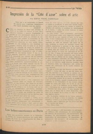 Impresión de la "Côte d'azur" sobre el arte