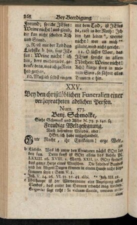 XXV. Bey den christlichen Funeralien einer verheyratheten adelichen Person.