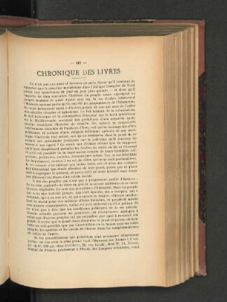 Chronique des Livres.