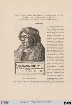 Die Deutung eines Bildnisses von Brosamer in der kaiserlichen Gemäldegalerie in Wien: nebst Beiträgen zur Dürer- und Pirckheimer-Forschung