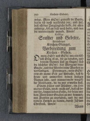 Seuftzer und Gebeter, Andächtiger Kirchen-Gänger. Vorbereitung zum Kirchen-Gehen.