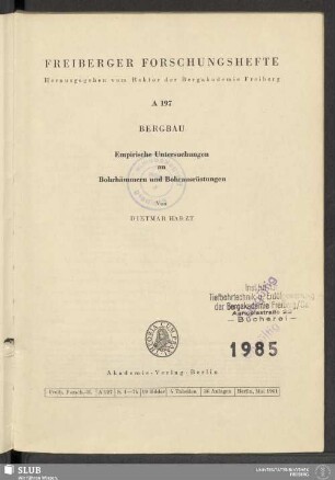 Empirische Untersuchungen an Bohrhämmern und Bohrausrüstungen
