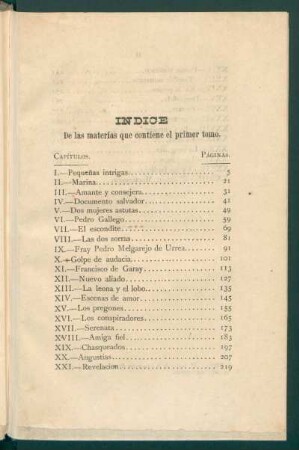 Índice de las materias que contiene el primer tomo.