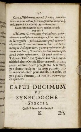 Caput Decimum De Synecdoche Speciei.