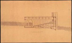 Festspielhaus »Schauburg«, Bad Berka: Längsschnitt mit Zinnen 1:400 (von Inv.Nr. 5181)