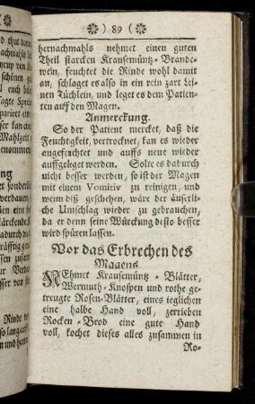 Vor das Erbrechen des Magens