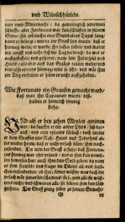 Wie Fortunato ein Grausen gemacht ward/ daß man ihn Capaunen wurde/ deßhalben er heimlich hinweg flohe.