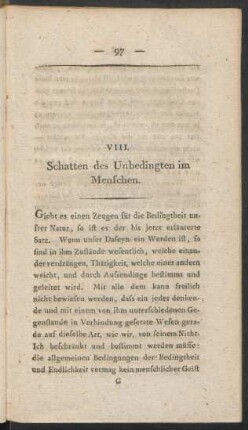 VIII. Schatten des Unbedingten im Menschen