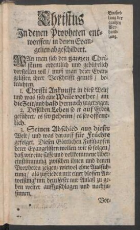 Christus In denen Propheten entworffen/ in denen Evangelien abgeschildert