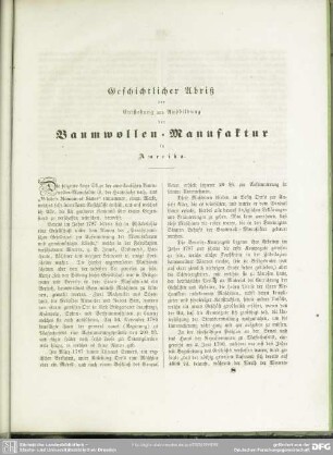 Geschichtlicher Abriß der Entstehung und Ausbildung der Baumwollen-Manufaktur in Amerika