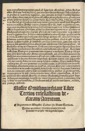 Musice Ornithoparchiane Liber Tertius ecclesiasticum declarans Accentum.