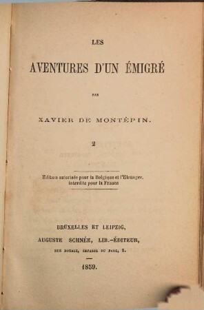 Les aventures d'un émigré, [1],2