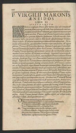 P. Virgilii Maronis Aeneidos Liber XI.
