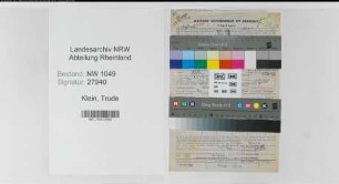 Entnazifizierung Trude Klein , geb. 09.03.1912 (Einzelhaendlerin)